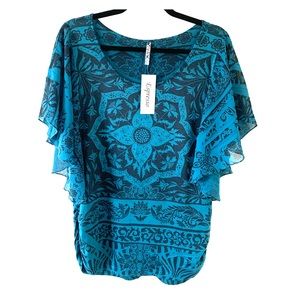 Espresso Teal/Black Blouse